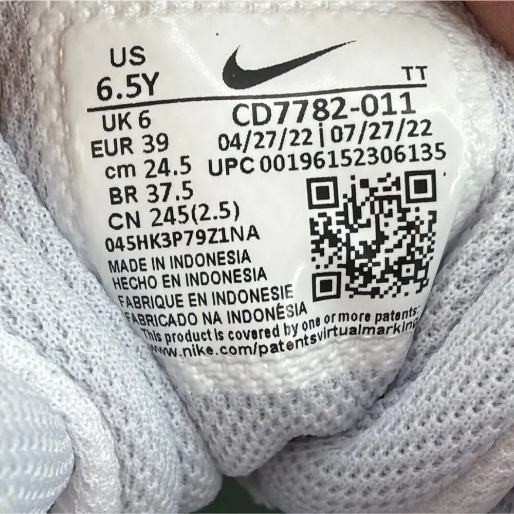 Nike Court Borough Mid 2 Basketball Sneakers White Mint Big Kid Girls Size 6.5Y